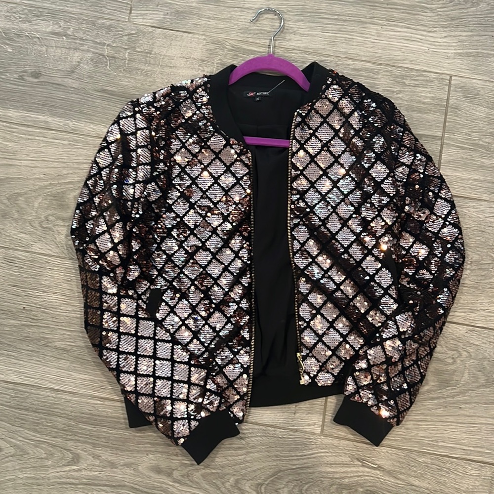 Sequin bomber jacket